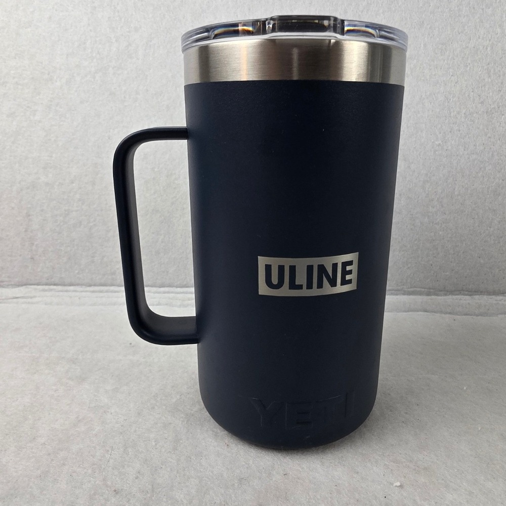 YETI Rambler 24 oz Mug Navy Blue MagSlider Lid ULINE Logo Stainless Tumbler